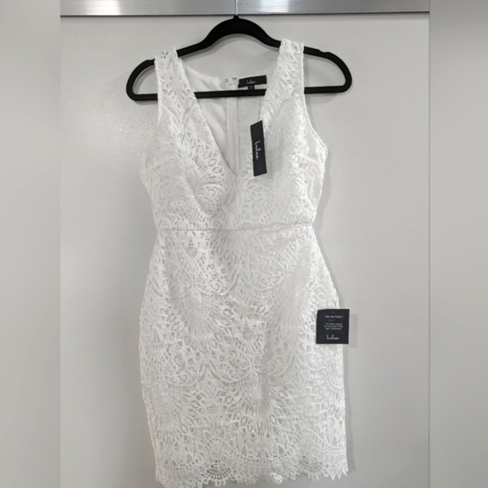 Lulus Truly Beloved White Lace Dress NWT